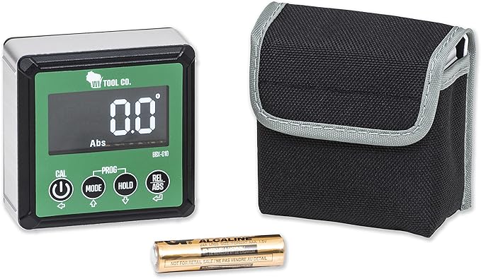 Wisconsin Tool Magnetic Digital Electronic Level and Angle Finder Gauge and Bevel Box, Programmable High-Contrast Angle Measurement Tool with Storage Pouch, Batteries Included