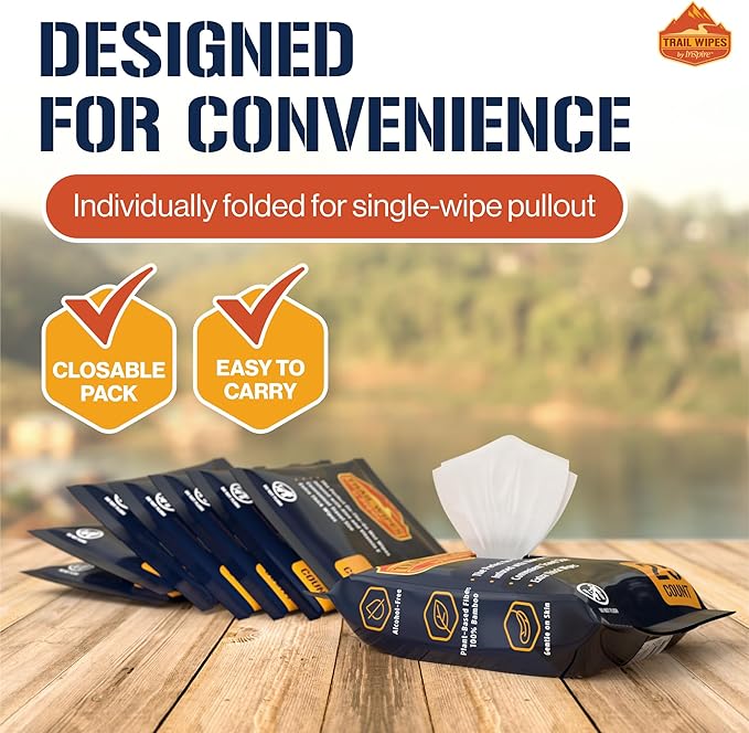 Inspire Trail Wipes | Camping Wipes Body Wipes Adults | Biodegradable Wipes For Camping, Travel, Gym With Aloe And Vitamin E | No Rinse Bathing Shower Wipes Women Or Men