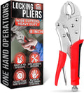 Locking Pliers Wire Cutters Heavy Duty - 8 Inch Clamp Plier Welding Plumping Tool - Stainless Steel Vice Grips Pliers with Curved Jaw & Anti-Slip Handle for Plumbing, Welding, Automotive, Woodworking