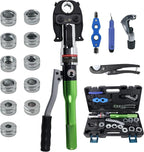 AMZCNC Pipe Press Tool with1/2,3/4,1" Dies for Copper Pipe and F877 Stainless PEX Press Sleeves,3/8",1/2",5/8",3/4",1" Dies for ASTM F1807 Pex Pipe Copper Ring Pipe Fittings Crimping Tool