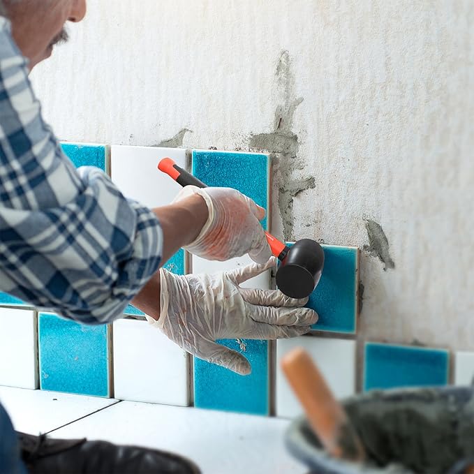 ValueMax 8oz Rubber Mallet Hammer, Fiberglass Handle, Double-Faced Soft Mallet, Soft Blow Tasks without Damage for Camping, Flooring, Tent Stakes, Woodworking