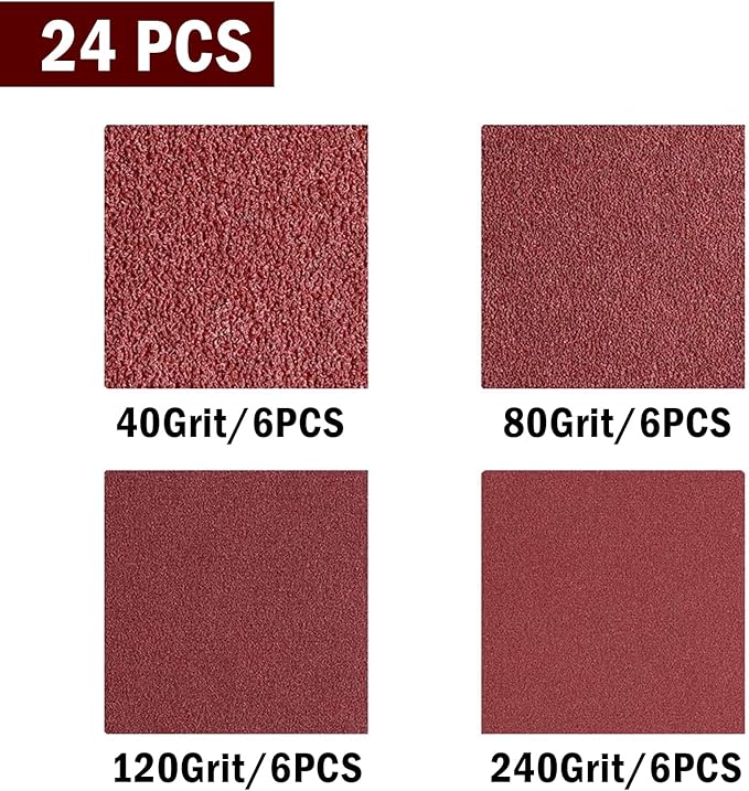 1 x 42-Inch Aluminum Oxide Sanding Belts, 40/80/120/240 Assorted Grits Abrasive Sandpaper for Belt Sander, 24 Pack