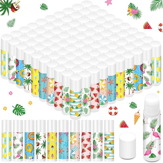 100 Pcs Summer Lip Balm Bulk Moisturizing Lip Balm Jasmine Flavor Lip Balms Cream Tropical Hawaiian Beach Luau Party Lip Care Product for Stocking Stuffers Beauty Gifts Women Men-VeraVaultWomen