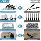 500pcs Black Rivets Pop Rivets Assortment Kit, 14 SAE Sizes Aluminum Rivets (3/32" 1/8" 5/32" 3/16"), Assorted Blind Rivets with Reinfored Divider & Labeled Case for Storage