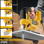 JigSaw Compatible With Dewalt 20v Max Battery, Cordless jig saw tool, LED Work Light,45° Beveled Cuts Variable Speed 2900RPM, 3 Orbital Action, with Jigsaw Blades for Curve Cutting (NOT Battery)