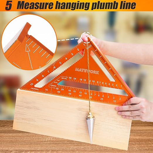 Carpenter Square 12 Inch, Rafter Square for Angle Drawing Measuring Ruler, Framing Square Tool Aluminum for Woodworking, Carpentry