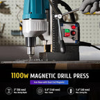 ZELCAN 1100W Mag Drill Press, Portable Magnetic Drill Press with 1.6" Boring Diameter, Heavy Duty Magnetic Drill with 11 Drill Bits, 2700 lbf 550 rpm Electric Drilling Machine with All-Copper Motor