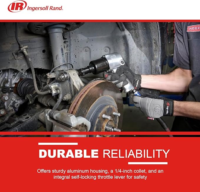 Ingersoll Rand 301B Air Die Grinder – 1/4", Right Angle, 21,000 RPM, Ball Bearing Construction, Safety Lock, Aluminum Housing, Lightweight Power Tool, Black