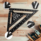 Carpenter Square 12-inch Layout Tool Alloy Metal Triangle Ruler Protractor,Black(MER)