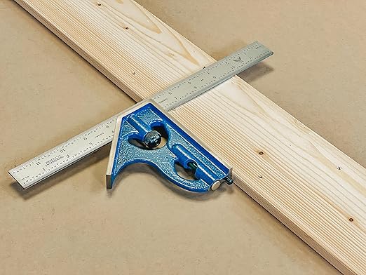 PEC Tools 2-Piece Combination Square Set - 4R 12” Machinist Blade Cast Steel Head, Reversible Locking Bolt, Scribe, for Metalworking, Carpentry and Multiple Applications, Made in USA