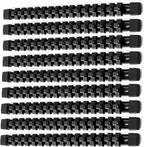 ALOANES 9 PC ABS Socket Organizer, 3/8 inch, Drive Socket Rail Holders, Heavy Duty Socket Racks, Black Rails with Black Clips