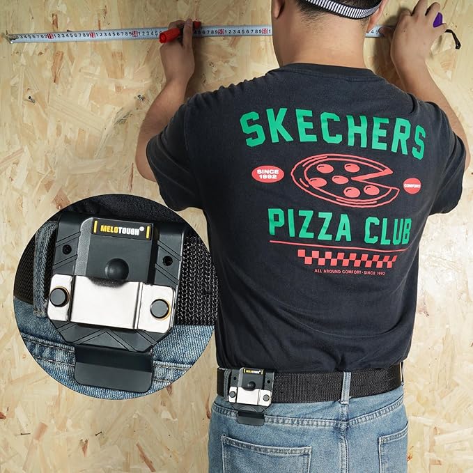 MELOTOUGH Tape Measure Holder,Tape Measure Belt Clip,Tape Measure Holster,Tool Belt Clip,Measuring Tape Holder for Belt(Black)