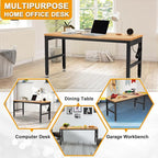 HABUTWAY Height Adjustable Workbench 60" 2000 Lbs Capacity Solid Wood Work Station Heavy-Duty Work Tables with Power Outlets for Garage Party Shop Office