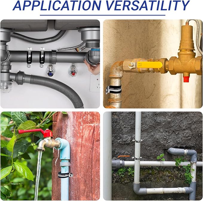 10PCS Reinforced Rigid Pipe Strap Clamp 1-9/16 Inch Conduit Clamp with Rubber Straps, Pipe Brackets for Mounting 2 Hole U Clamps Brackets Strap Hanger Tube Tension Clips Heavy Duty