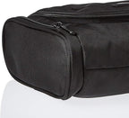 Amazon Basics Travel Toiletry Bag for Men and Women, Hanging Toiletry Bag, Dopp Kit with 2 Side Pockets, Multiple Interior Pockets, Durable 1680D Polyester, Handles Bathroom Spills/Splashes, Black