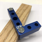 Small Square and Center Finder - Mini Square Tool with 11/32" Center Marking Hole Woodworking, Carpenter Engineering Square, Center Marking Tool, Made in USA - Blue