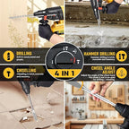 7/8" Rotary Hammer Drill Compatible with Dewalt 20V MAX Battery, Brushless SDS 2.6 Joules Rotary Hammer Drill, 4 Modes with 360°Auxiliary Handle and 5 Drill Bits Kitbox (Tool Only)