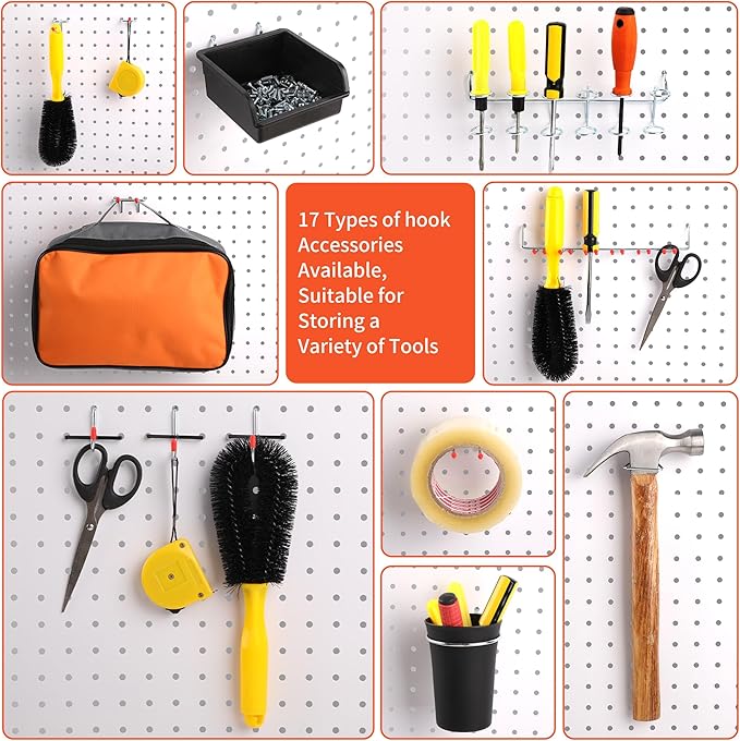 240PCS Pegboard Hooks Assortment, Pegboard Organizer Kit with Bins, Cups, 1/8 and 1/4 inch Hooks for Hanging Tools, Garage Wall Organization