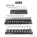 OEMTOOLS 22460 6 Pack Set Metric and SAE Magnetic Socket Tray Set, Red and Black Socket Organizers, 1/4, 3/8, 1/2 Inch Drive Socket Organizer Tray Set