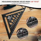 Carpenter Square 7 Inch Rafter Square Tool, Multi-Purpose Farming Carpenter Tools, Woodworking Square Laser Scales Anodized Ruler Body, Aluminum Metal Squares, Black