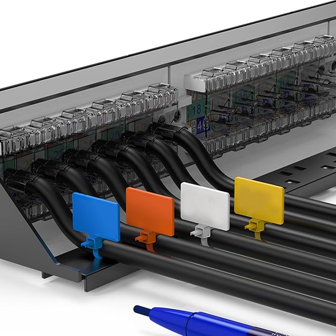 Cable Zip Tie with Tag,Wire Zip Ties with Label,200 Pcs 8 inch Plastic Nylon Cable Ties,Multi Color Self-Locking Write on Tie Wraps