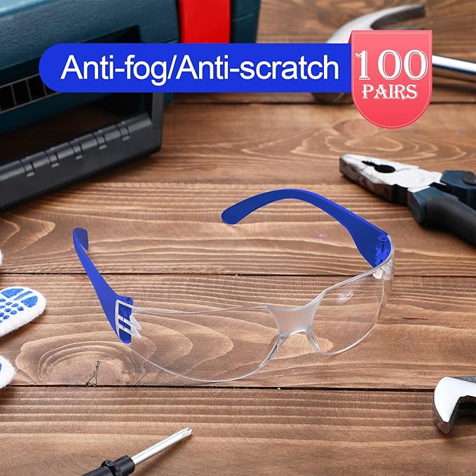 Yunsailing 100 Pack Bulk Safety Glasses Eye Protection Goggles for Women Men DIY Construction Lab