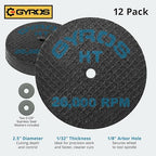 GYROS Cut-Off Wheels for Rotary Tools – 2.5” High-Tensile Fiberglass Reinforced, 12-Pack | Great for Cutting Hardened/Unhardened Steel, Steel Alloys, Hard Bronze, Metal | Made in USA 11-32250/12