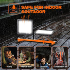 21000 Lumen Work Lights with Stand, 3 Adjustable Head LED Work Light, with Adjustable and Foldable Tripod Stand, Waterproof Lamp with Individual Switch with 6500 Kelvin Color (2-Head-Orange)