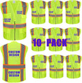 BeautyWill Custom Safety Vest Customized Logo Class 2 High Visibility Reflective Vest with Pockets Construction workwear