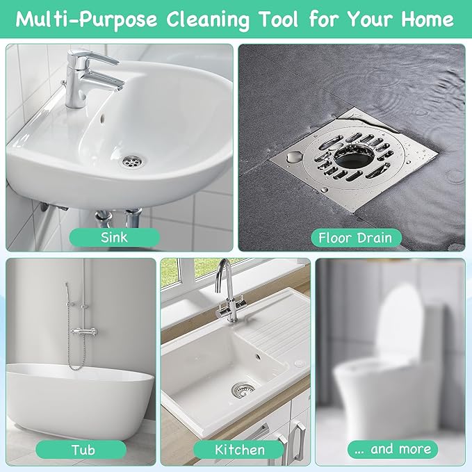 Drain Snake Hair Drain Clog Remover, 37-Inch Anti-Break Metal Sink Snake Drain Hair Removal Tool with Nylon Layer, Plumbing Snake Drain Cleaner Tool–6 Pack for Bathroom, Shower, Kitchen Sink, Bathtub