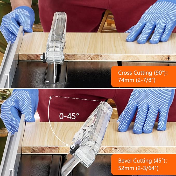 Table Saw for Jobsite 8-inch, 6.7-Amp Copper Motor, Cutting Speed up to 3576RPM, 24T Blade, Compact Portable Table Saw Kit, with Sliding Miter Gauge DIY Woodworking and Furniture Making, Orange