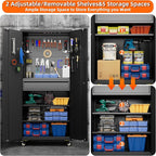 Aobabo Metal Storage Cabinet with Wheels and Adjustable Pegboard, Steel Rolling Tool Cabinet with 16 Hooks and 1 Interior Drawers for Garage, Home, Office, Kitchen, Black, Assembly Required