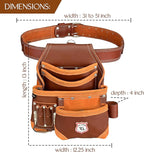Leather Tool Belt 8 Pockets Leather Tool Pouch | Carpenters Tool Belts For Men Construction Tools Apron Tool Bag Organizer Utility Pouches (Maroon, Standard)