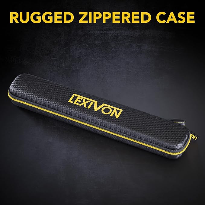 LEXIVON Aluminum Digital Angle Finder Gauge, 10-inch/250mm Multi-Purpose Protractor, Includes XL Display and Rugged Zippered Pouch (LX-DAF10)