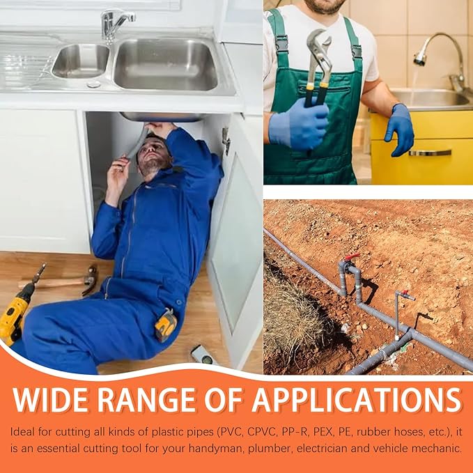 Tanstic 3Pcs Ratchet PVC Pipe Cutter Tool and PEX Straight Cut Pipe Cutter with Mini Tube Cutter, Ratchet-type Pipe Cutter One-hand Fast Pipe Cutting Tool PEX Tube Cutters for Pipe Cutting