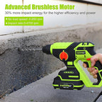 FASTPRO Cordless SDS Plus Rotary Hammer Drill Kit, 20V Brushless Multifunctional Hammer Drill Driver with 1.5Ah Battery, Including 10PCS Drill Bits & 4PCS SDS-Plus Drill Bits