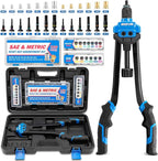 Rizom Rivet Nut Tool, 16” Rivnut Tool Kit with 13 Metric and SAE Mandrels, Threaded Nutsert Tool, 168PCS Rivet Nut Assortment Kit in Organized Carrying Case