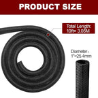 Automotive Wire Loom High Temperature Braided Wire Loom, Split-Sleeve Heat Resistant Wiring Loom Cord Cover for Harness Wires, Self-Wrapping Heavy Duty Sheathing Cable Management Black（10ft-1inch ）