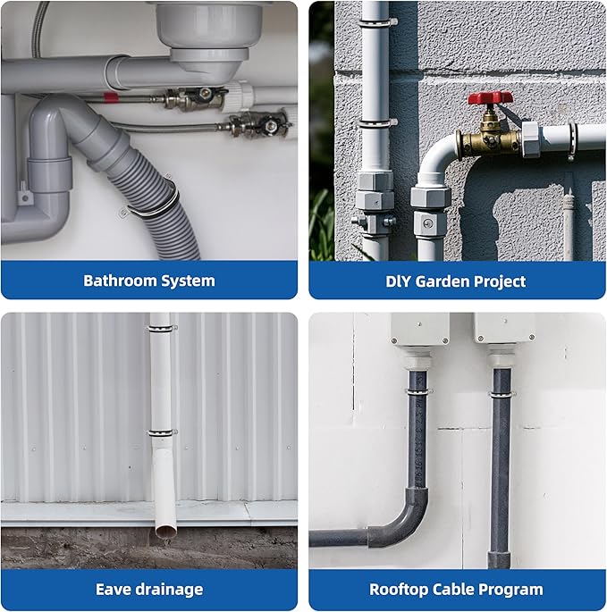 Pipe Clamps 1-1/2 Inches （Φ38MM）- 304 Stainless Steel & Rubber Lining 10 Pack