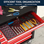 7-Drawer Metal Rolling Tool Chest with Wheels,Tool Storage Cabinet with Locking System，Toolbox with Wheels for Garage, Warehouse, Workshop, Repair Shop (Black&red, 7-Drawer)