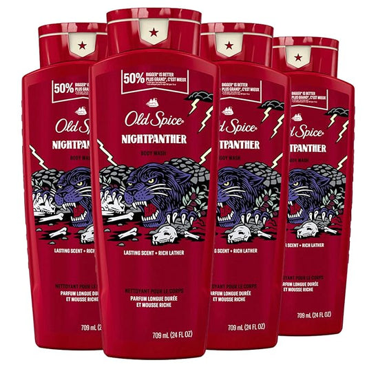 Old Spice Body Wash for Men, NightPanther, 24/7 Shower Freshness, 24 fl oz (Pack of 4)-VeraVaultWomen