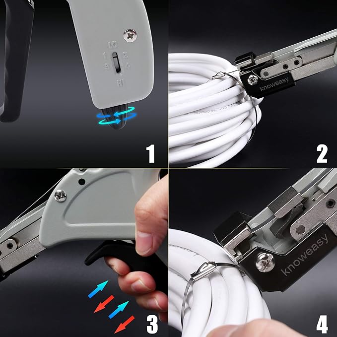 Knoweasy Stainless Steel Cable Tie Gun - Tighten, Tension, and Cut with Stable and Reliable Stainless Steel Cable Tie Tool Cable Managemen