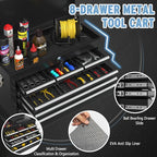 8 Drawer High Capacity Rolling Tool Chest, Metal Tool Box with Wheels and Drawers, Detachable Toolbox with Lock, Heavy Duty Tool Cabinet for Workshop, Warehouse and Garage (Black)