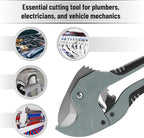 Bates- PVC Pipe Cutter, Cuts up to 1-5/8", Silver Ratcheting PVC Pipe Cutter Tool, Pipe Cutters PVC Pipe Shears, Plastic Pipe Cutter, PEX Pipe Cutter, PVC Cutter Tool, PVC Ratchet Cutter