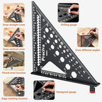 Preciva Carpenter Square 7 inch, 1/16" Precision Rafter Square Aluminum Alloy with Limiter and Pencil, Multi-Purpose Carpenter Tool Measuring Layout Tool for Woodworking and Carpentry