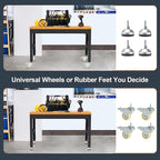 HABUTWAY Height Adjustable Workbench with Wheels 48" x 24" 2000 Lbs Capacity Solid Wood Work Station Heavy-Duty Rolling Work Tables for Garage Party Shop Office