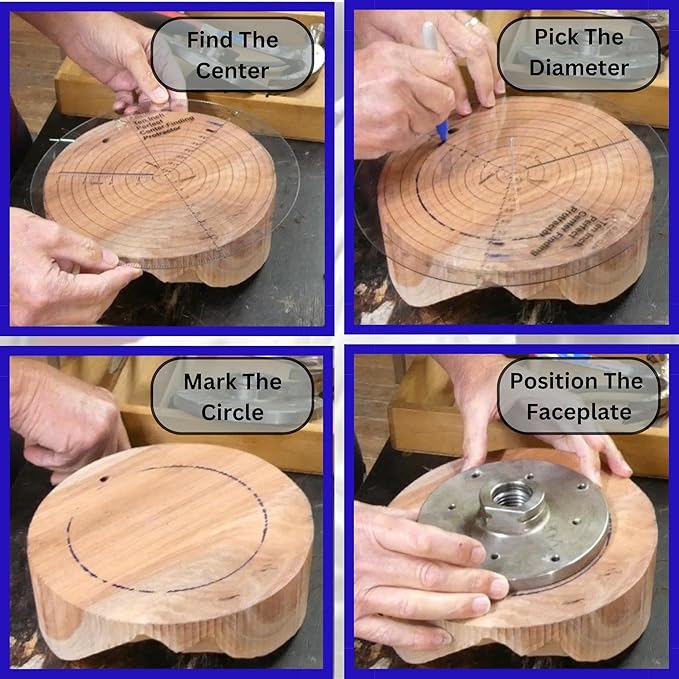 Clearly Printed 250mm Circle Center Finder Tool, Protractor, and Circle Maker Tool and Compass for Woodworking and Wood Turning. Find The Center of Timber or Dowel with Our Center Finder Ruler.