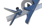 PEC 12" 4R 4 Piece Combination Machinist Square with reversing Protractor Marked with 1/32", 1/64", 1/8", 1/16"