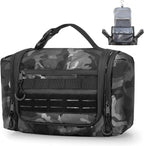Hanging Toiletry Bag for Men, Tactical Dopp Kit Toiletry Travel Bag, Large Hygiene Organizer Shower Bag for Camping Outdoor, Black Camo