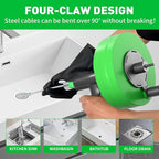 BACOENG 50Ft Drain Auger, Heavy Duty Plumbing Snake with Drill Adapter, Use Manually or Powered for Drain Clog, Shower Sink, Comes with Gloves and Bag (Green)